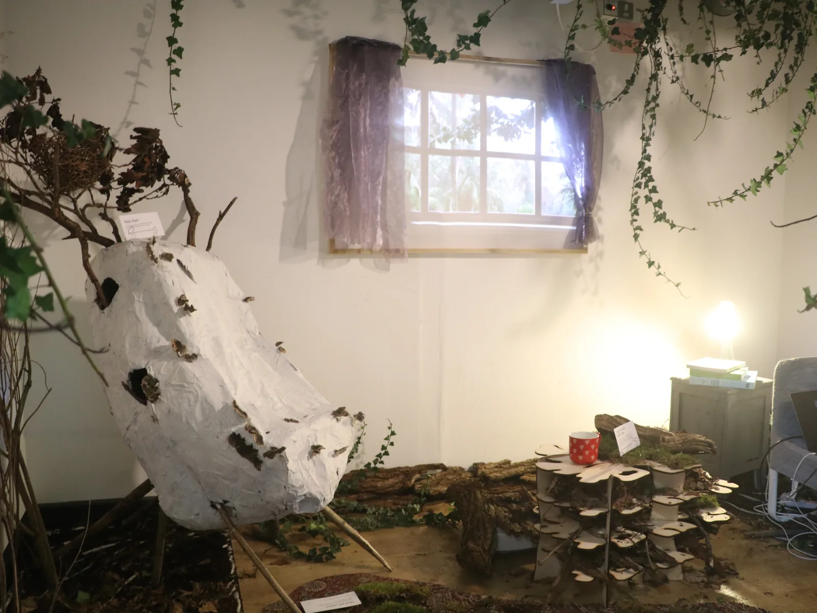 The window with a projected forest view.