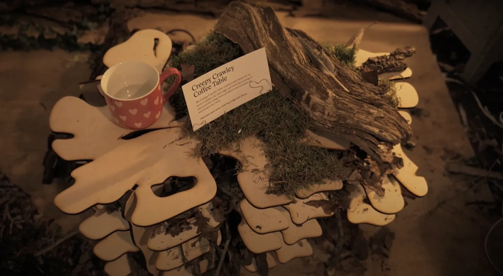 The Creepy Crawly Coffee Table in the room.