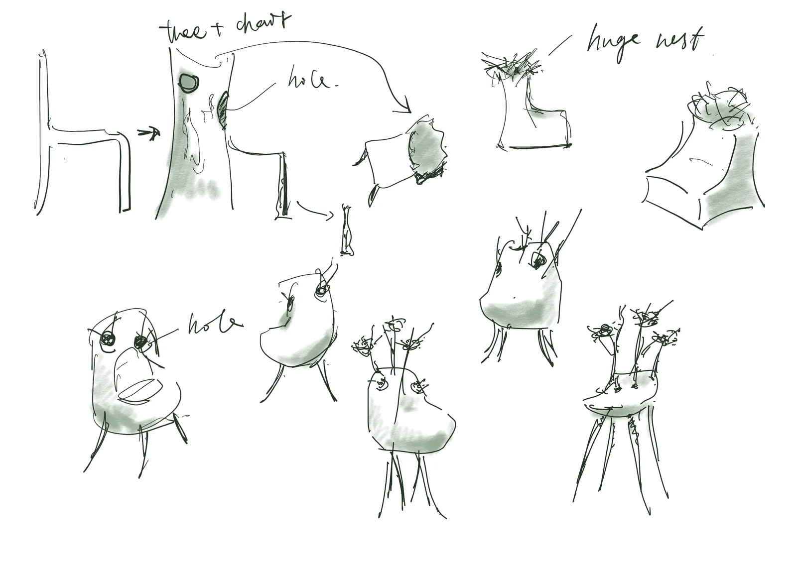 Sketches of the Nest Chair.
